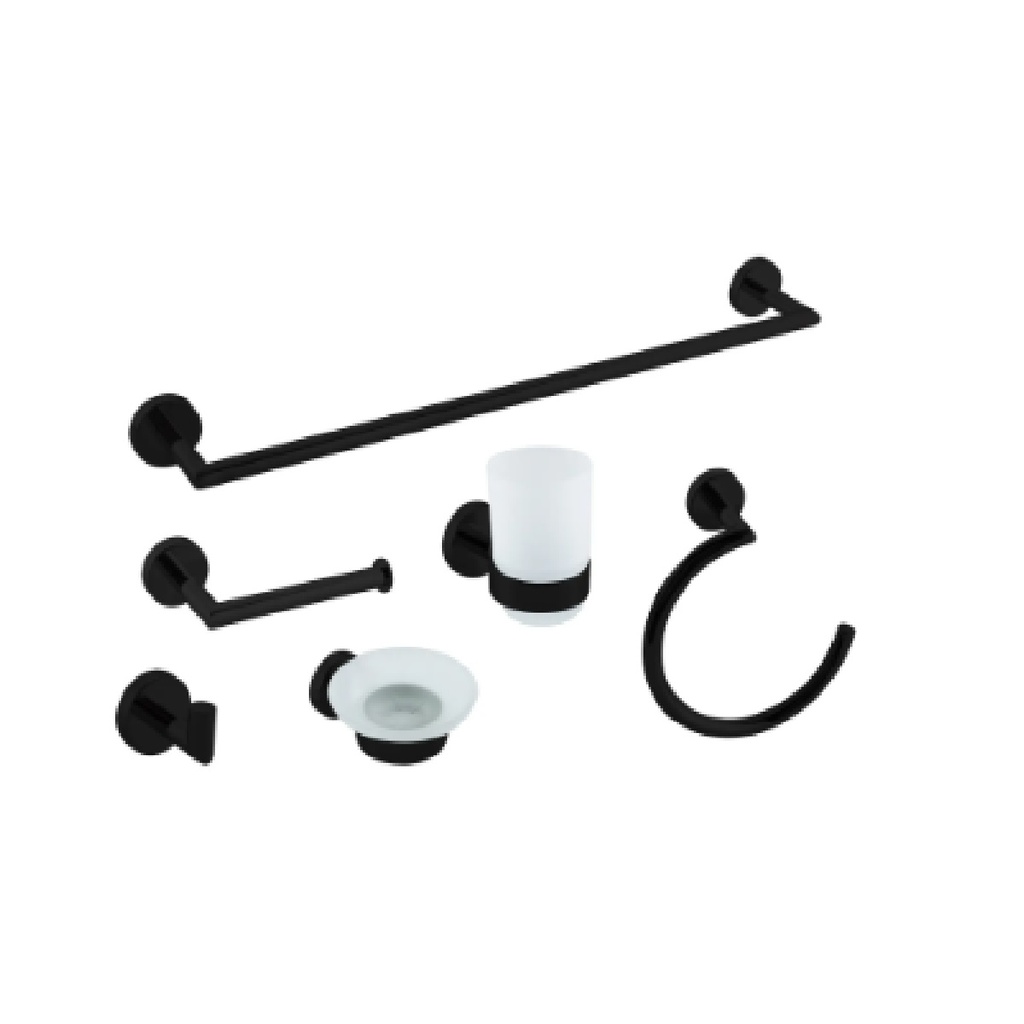 ACCESORIOS PARA BAÑO 6 PZAS MOD. 204 BLACK GRI-1280 MARCA BELT-G
