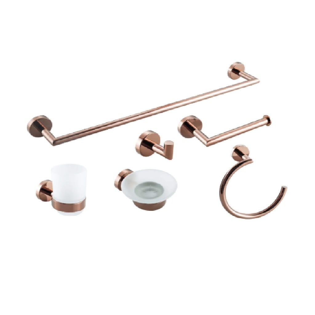 ACCESORIOS PARA BAÑO 6 PZAS MOD.204 ROSE GOLD GRI-1282 MARCA BELT-G