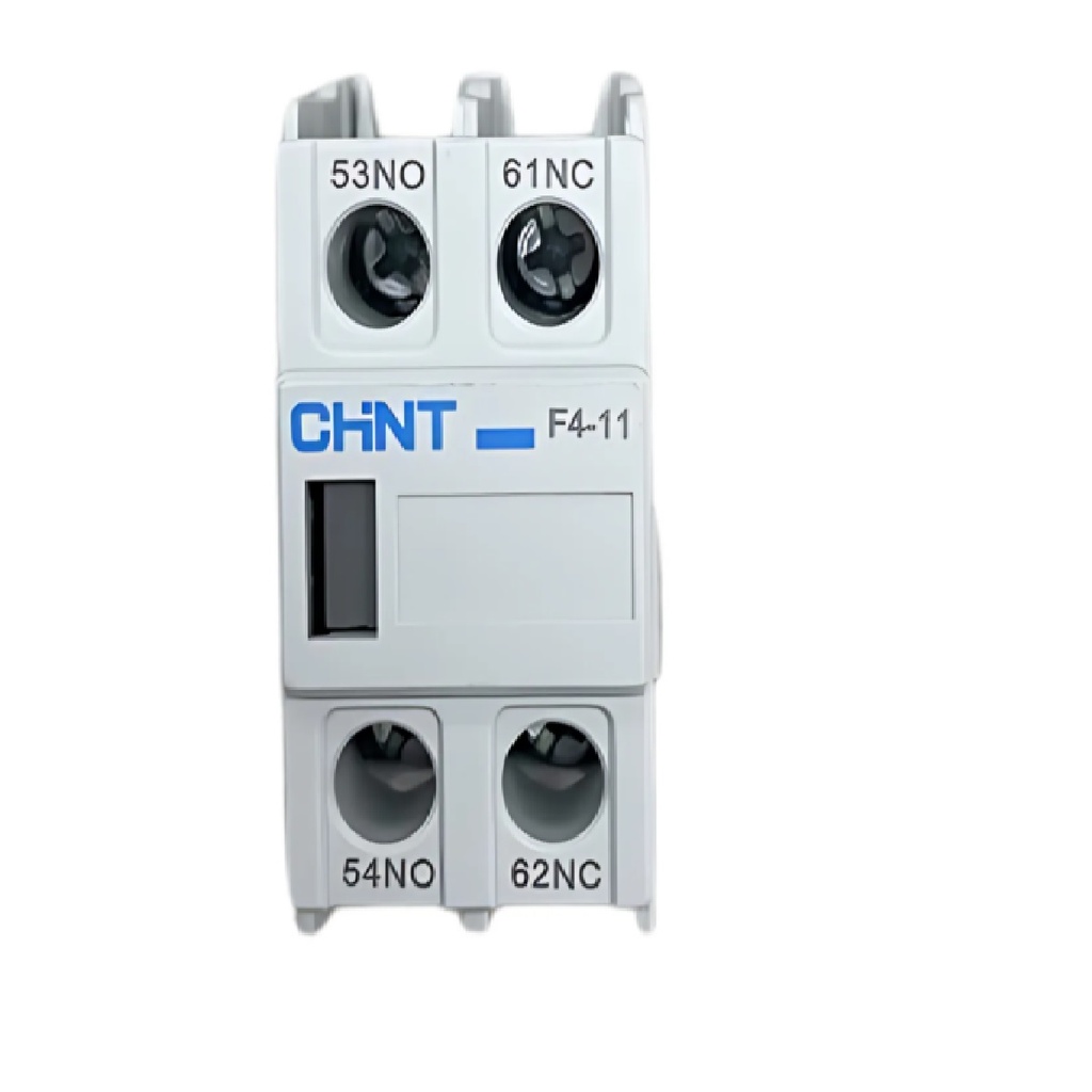 BLOQUE DE CONTACTOS AUXILIARES 1 NA + 1 NC P/ CONTACTOR NC1-NC2 FRONTAL GRIS REF. F4-11 MARCA CHINT