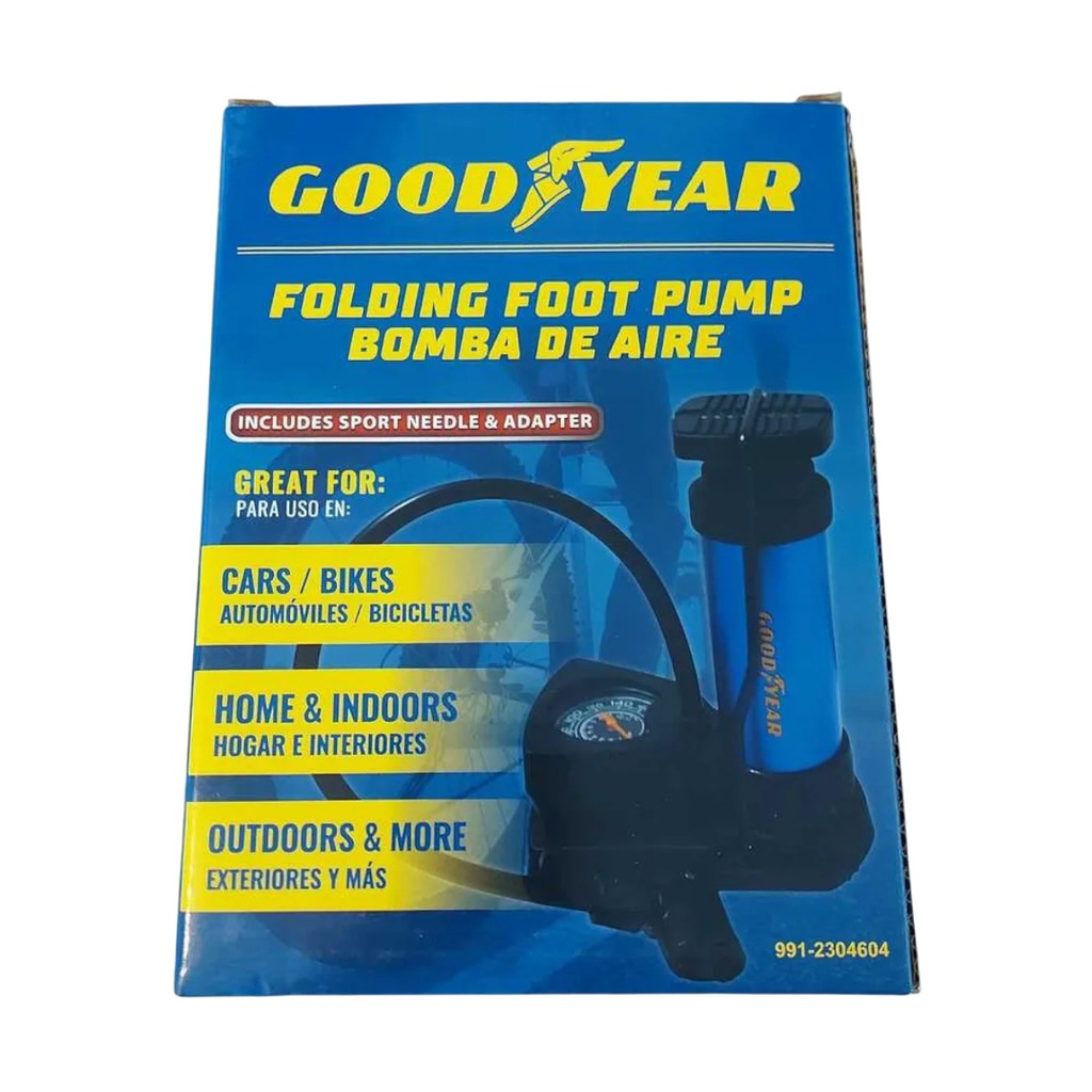 BOMBA DE AIRE PARA INFLAR CON MANOMETRO DE PISO REF. 991-2304604 / 046043 MARCA GOOD YEAR