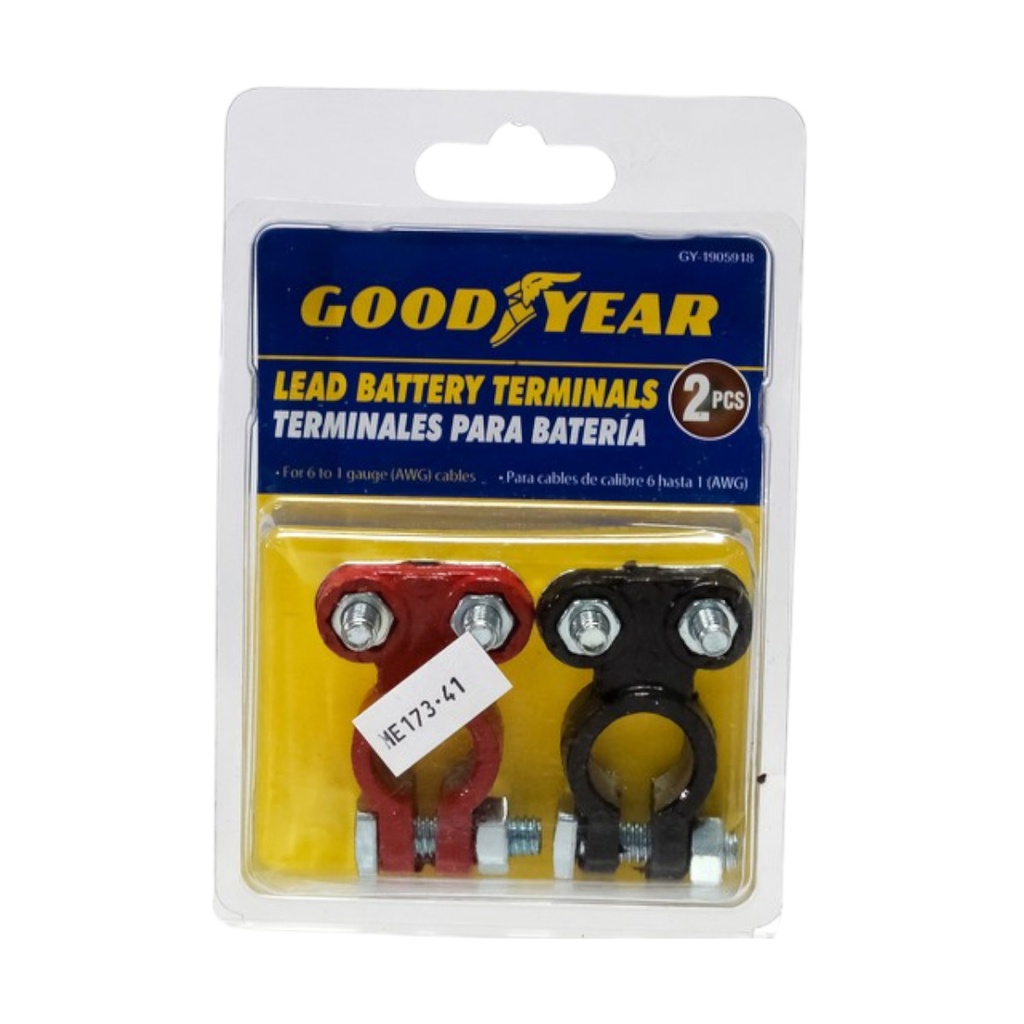BORNE PARA BATERIA 100% PLOMO 2 PIEZAS P/ CABLE CALIBRE 6 REF. 991-GY1905918 / 059187 GOOD YEAR