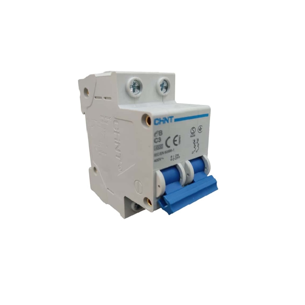 BREAKER TERMOMAGNETICO 2 X 3 AMP C. CURVE MOD. EB-C3 400 V REF. 314958 MARCA CHINT