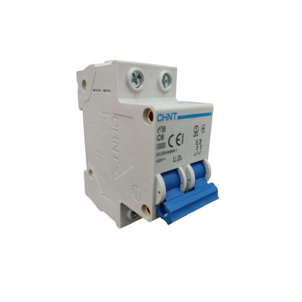 BREAKER TERMOMAGNETICO 2 X 6 AMP C. CURVE MOD. EB-C6 400 V REF. 314989 MARCA CHINT