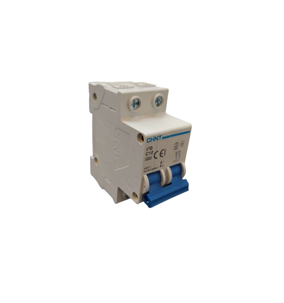 BREAKER TERMOMAGNETICO 2 X 10 AMP C. CURVE MOD. EB-C10 400 V REF. 314996 MARCA CHINT