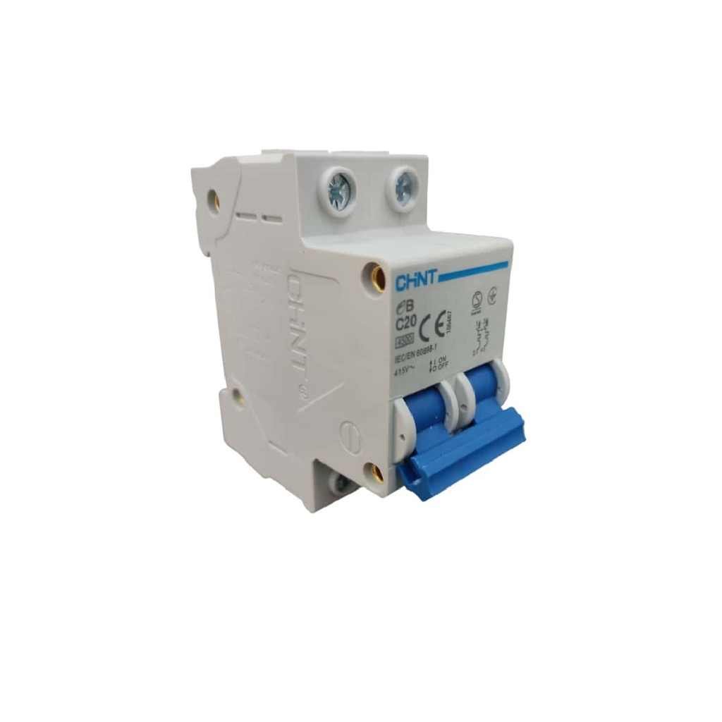 BREAKER TERMOMAGNETICO 2 X 20 AMP C. CURVE MOD. EB-C20 415 V REF. 315016 COD. 20900170 MARCA CHINT