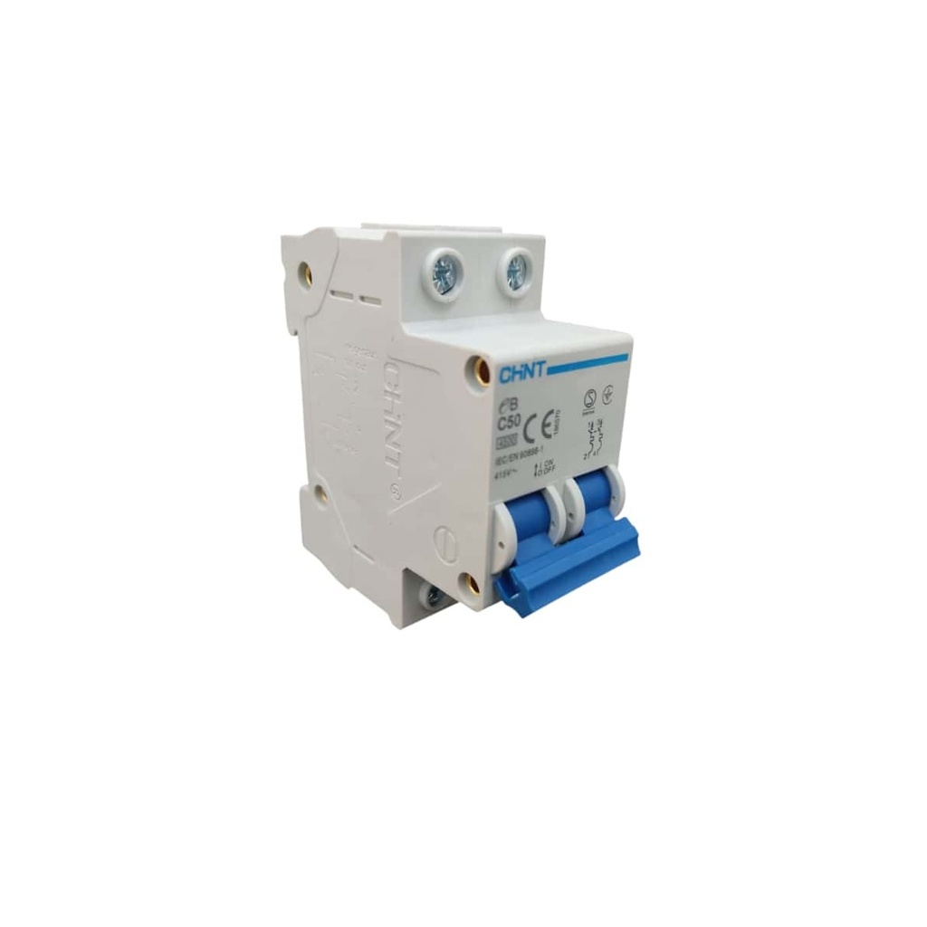 BREAKER TERMOMAGNETICO 2 X 50 AMP C. CURVE MOD. EB-C50 415 V REF. 316044 COD. 20900210 MARCA CHINT