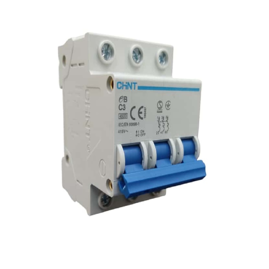 BREAKER TERMOMAGNETICO 3 X 3 AMP C. CURVE MOD. EB-C3 415 V REF. 315313 MARCA CHINT