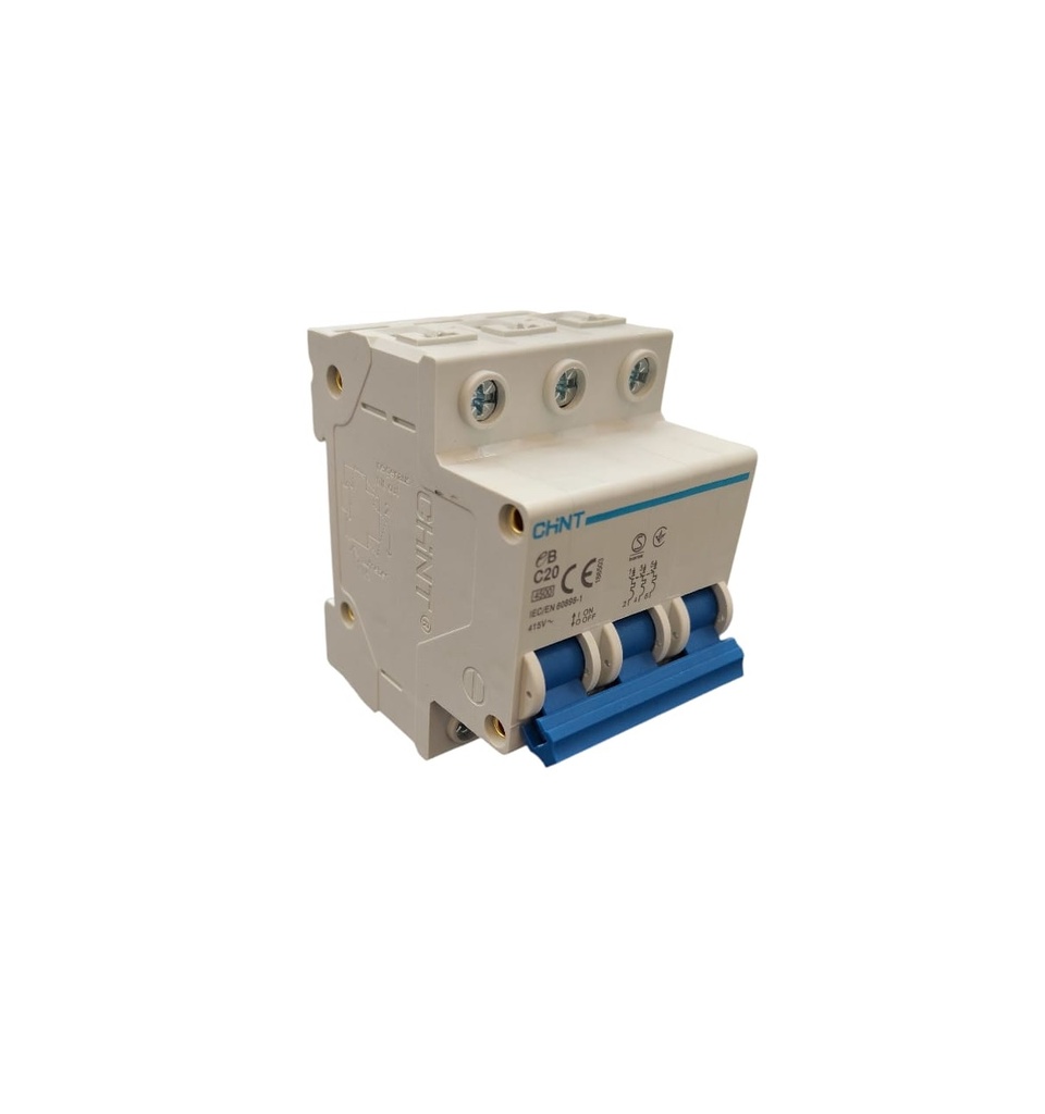 BREAKER TERMOMAGNETICO 3 X 20 AMP C. CURVE MOD. EB-C20 415 V REF. 315375 MARCA CHINT