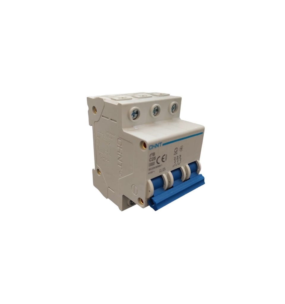 BREAKER TERMOMAGNETICO 3 X 25 AMP C. CURVE MOD. EB-C25 415 V REF. 315382 MARCA CHINT