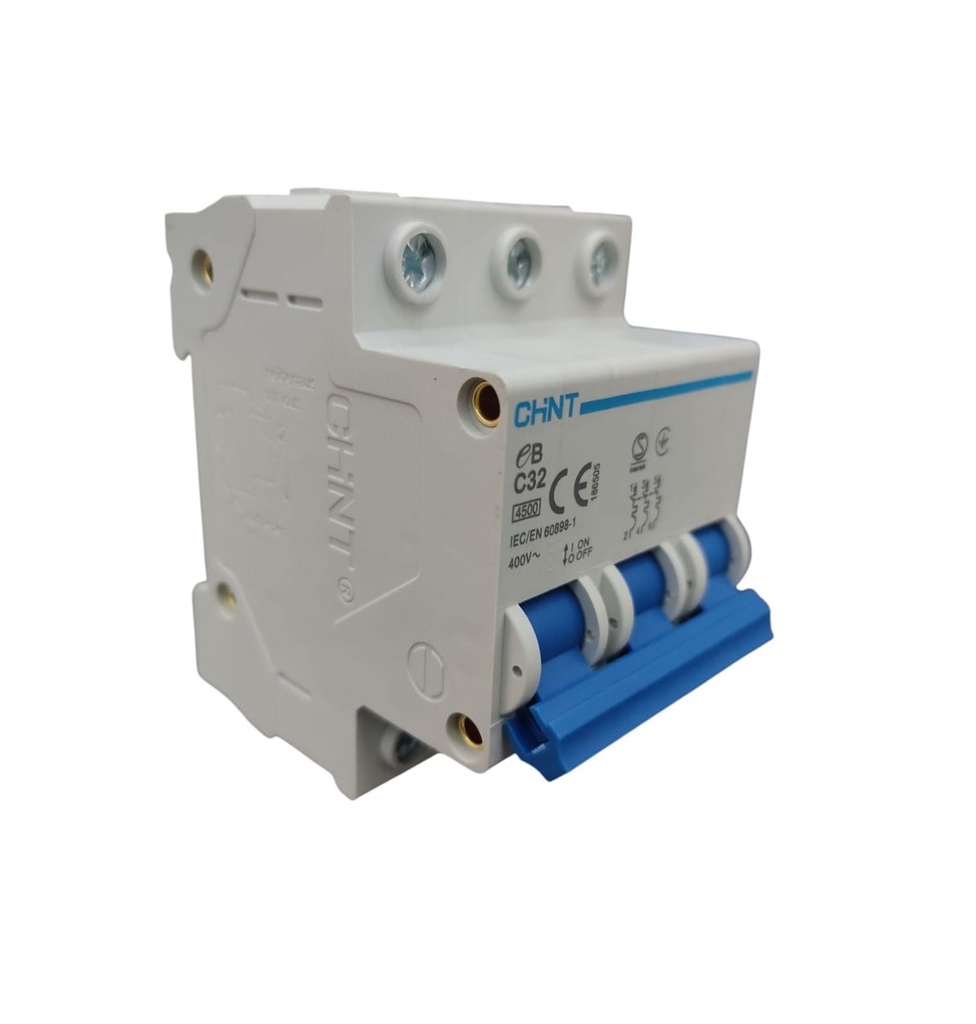 BREAKER TERMOMAGNETICO 3 X 32 AMP C. CURVE MOD. EB-C32 400 V REF. 315399 MARCA CHINT