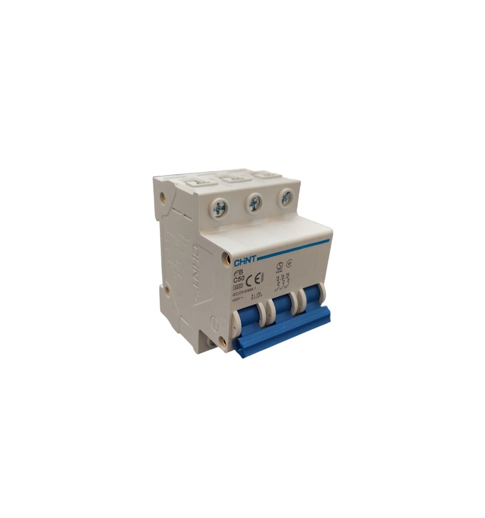 BREAKER TERMOMAGNETICO 3 X 50 AMP C. CURVE MOD. EB-C50 400 V REF. 315955 MARCA CHINT