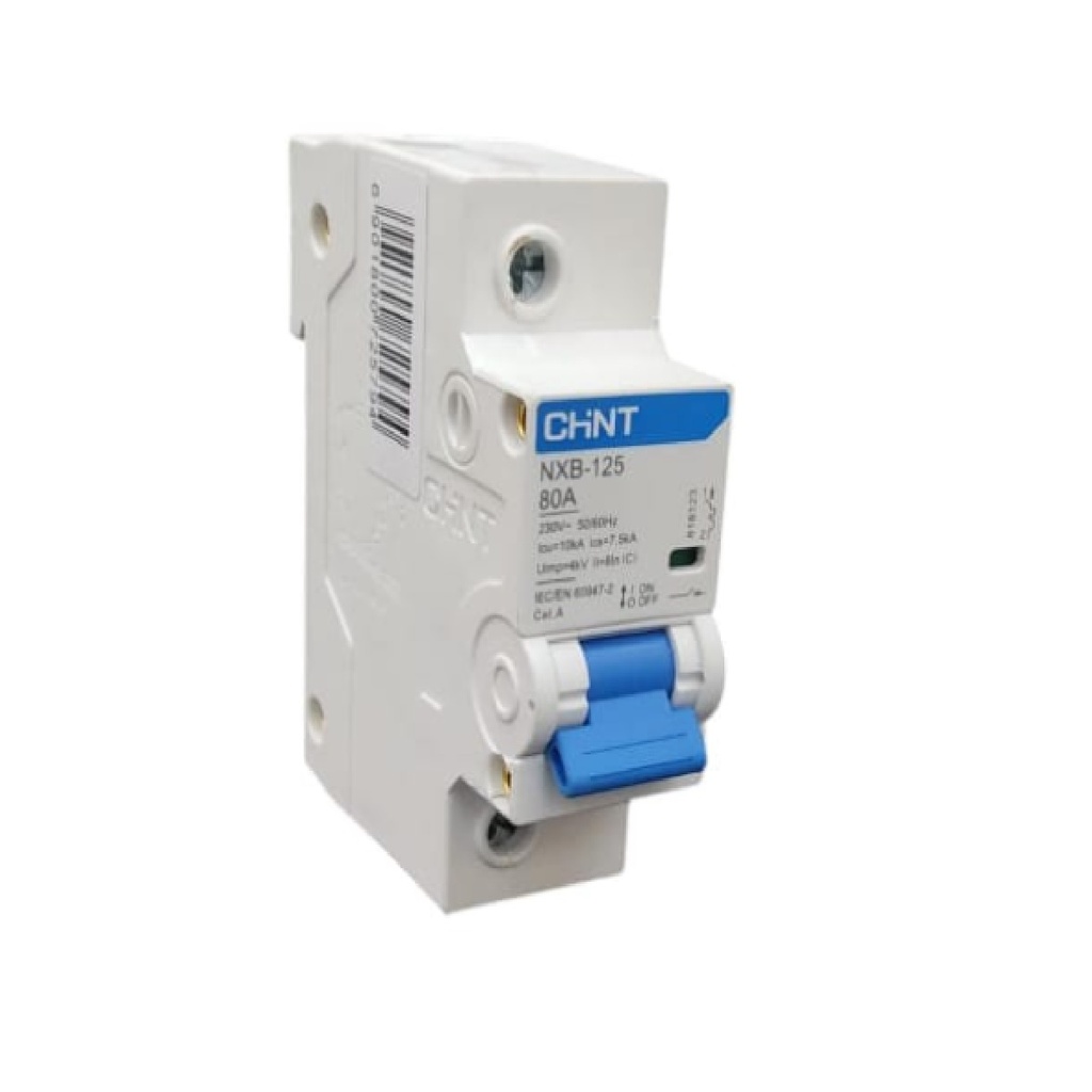 BREAKER TERMOMAGNETICO 1 X 80 AMP C. CURVE MOD. NXB-125 230 V AC REF. 725794 MARCA CHINT