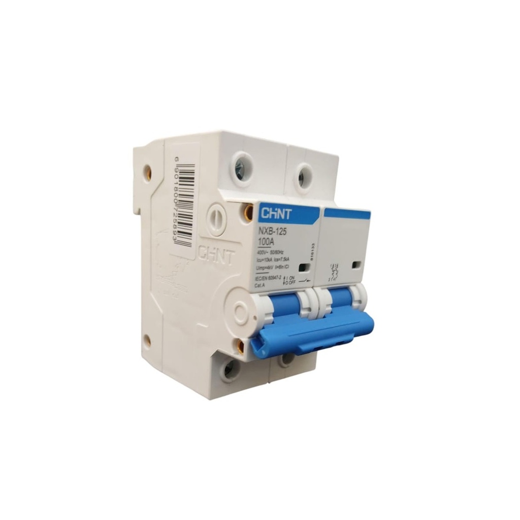 BREAKER TERMOMAGNETICO 2 X 100 AMP C. CURVE MOD. NXB-125 400 V AC REF. 725893 MARCA CHINT