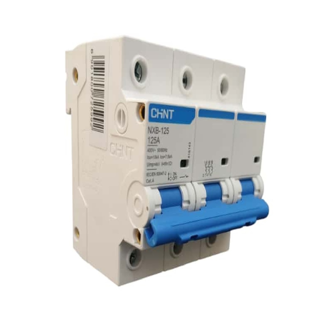 BREAKER TERMOMAGNETICO 3 X 125 AMP C. CURVE MOD. NXB-125 400 V AC REF. 725992 MARCA CHINT