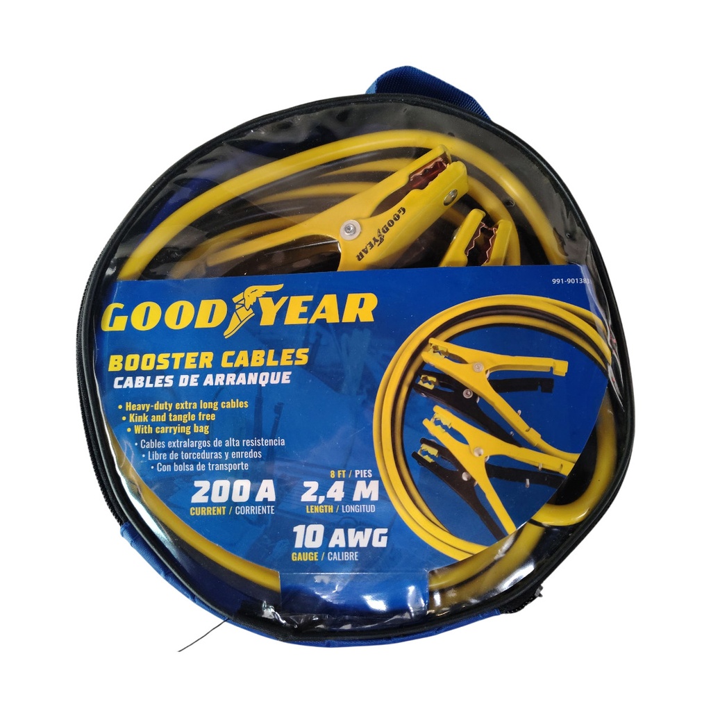 CABLES AUXILIARES DE BATERIA 2.4 MTS 200 AMP C/ ESTUCHE REF. 991-90138316 / 315585 MARCA GOOD YEAR