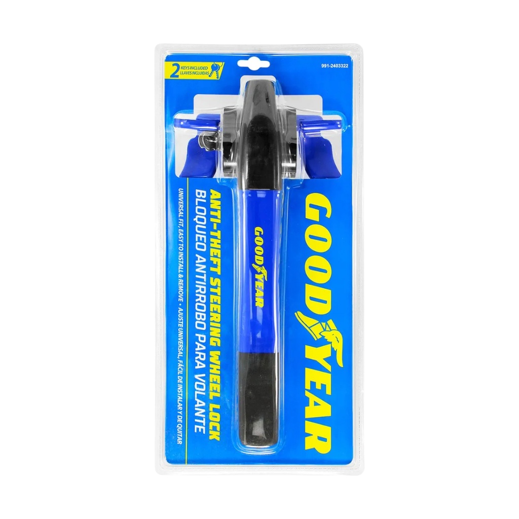CANDADO / BLOQUEADOR ANTIRROBO PARA VOLANTE CON LLAVES REF. 991-2403322 / 033226 MARCA GOOD YEAR