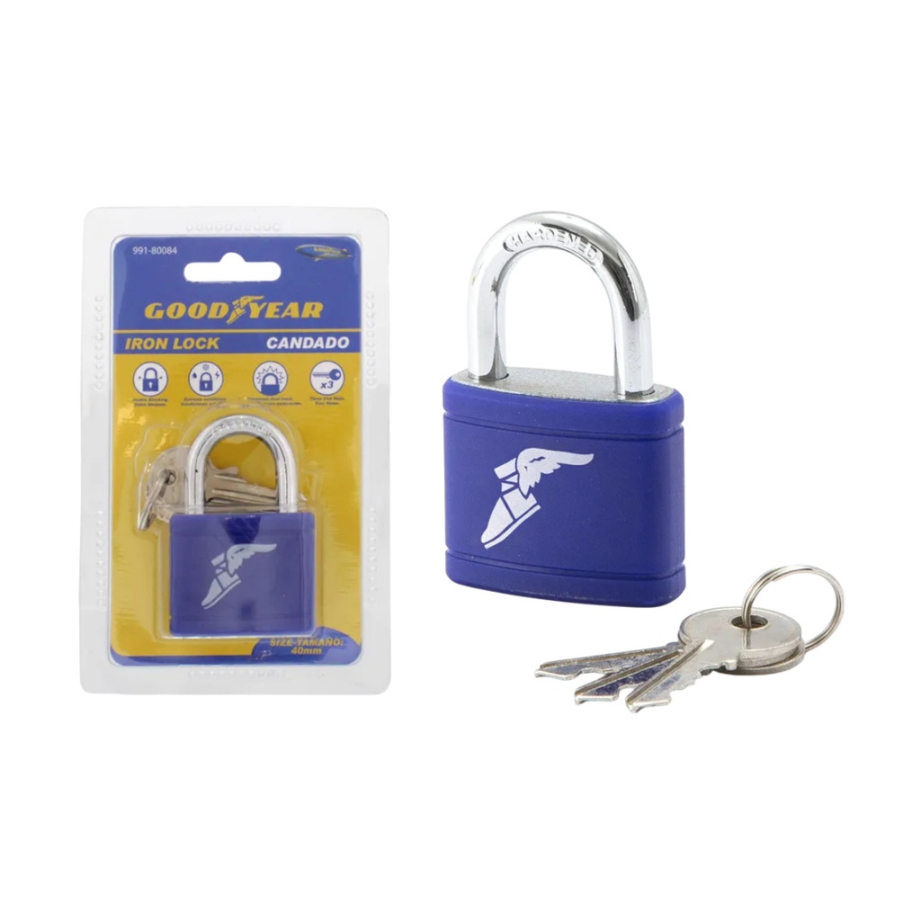 CANDADO DE ARCO LATÓN 40 MM CON CUBIERTA DE PVC REF. 991-80084 / 800848 MARCA GOOD YEAR