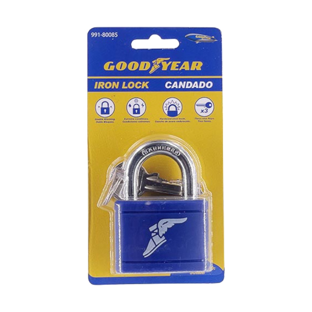 CANDADO DE ARCO LATÓN 50 MM CON CUBIERTA DE PVC REF. 991-80085 / 800855 MARCA GOOD YEAR