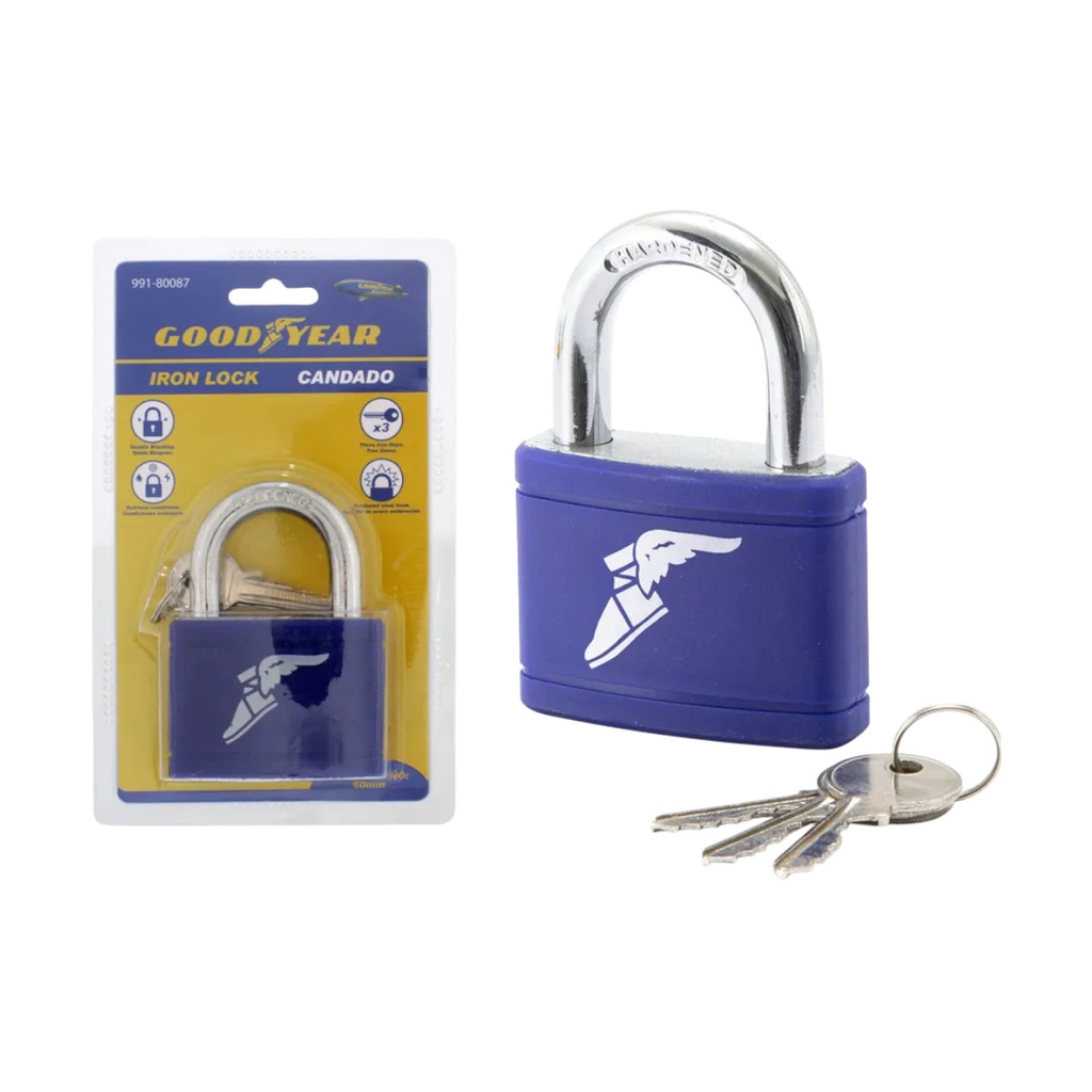 CANDADO DE ARCO LATÓN 70 MM CON CUBIERTA DE PVC REF. 991-80088 / 800886 MARCA GOOD YEAR