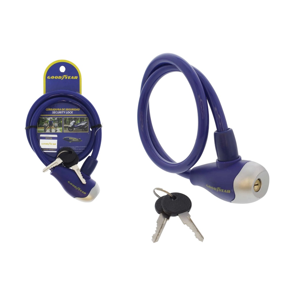 CANDADO DE SEGURIDAD T/ GUAYA PARA BICICLETAS DE 70 CM RECUBIERTO REF. 991-85383 / 853837 GOOD YEAR