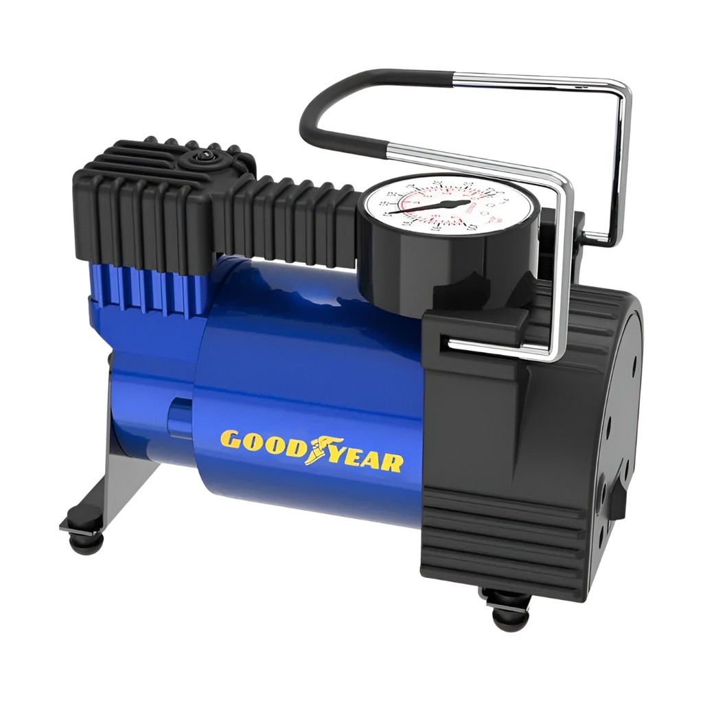 COMPRESOR DE AIRE PARA CARROS 12 V 100 PSI CON MANOMETRO REF. 991-2303170 / 031704 MARCA GOOD YEAR