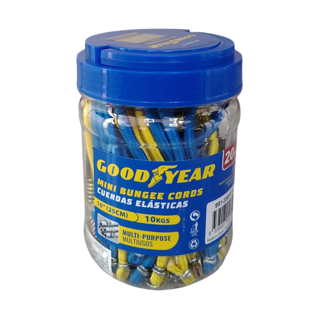 CORDON / TENSOR ELASTICO DE 25 CM (20 UNIDADES) REF. 991-2305171 / 051719 MARCA GOOD YEAR
