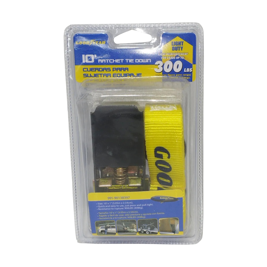 CORREA AMARRE C/RATCHET (CINCHO) DE 1" X 3 MTS HASTA 136KG 1PZAS REF 991-90138397 / 488777 GOOD YEAR