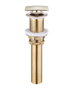 DESAGUE LAVAMANOS PUSH BUTTON MOD. SQUARE GOLDEN BRUSHED / CEPILLADO / SATINADO ( SIN REBOSE ) REF. GRI-0861 MARCA BELT-G