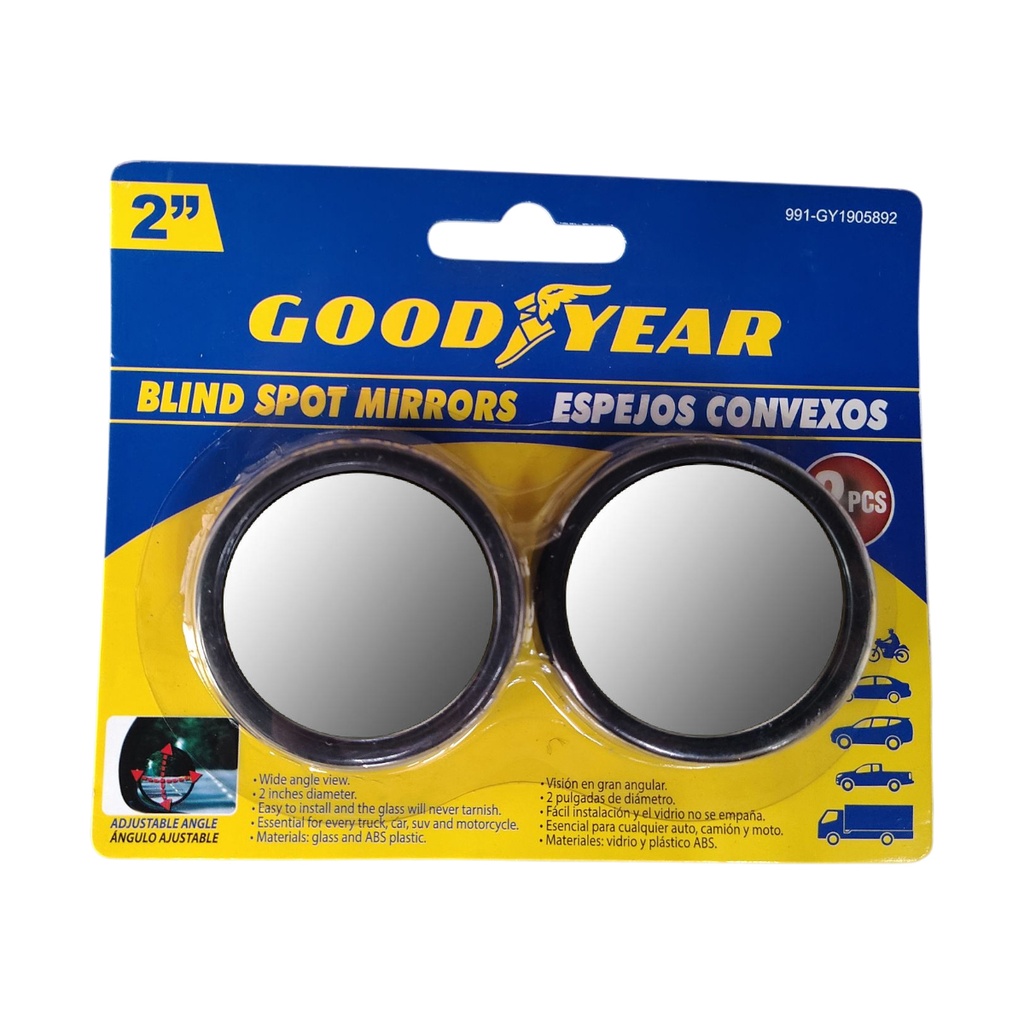 ESPEJO CONVEXO 2" DE VIDRIO Y PLASTICO ABS P/RETROVISOR 2UND. REF. 991-GY1905892 / 058920 GOOD YEAR