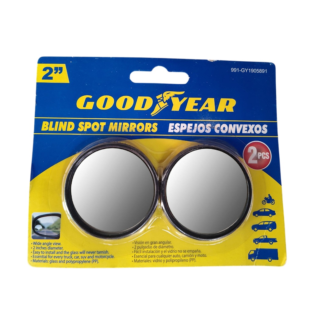 ESPEJO CONVEXO 2" DE VIDRIO Y POLIPROPILENO P/RETROVISOR 2UND. REF. 991-GY1905891 / 059913 GOOD YEAR