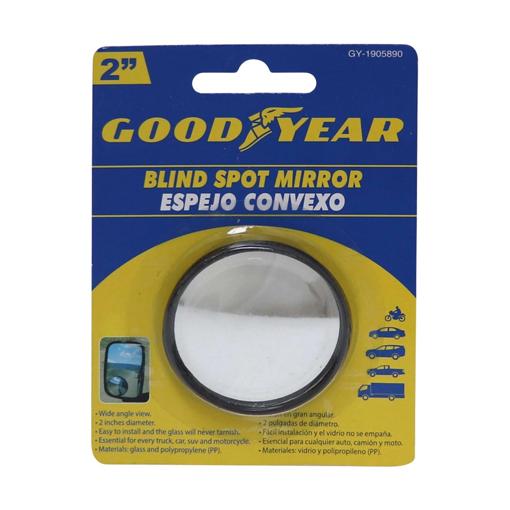 ESPEJO CONVEXO 2" DE VIDRIO Y POLIPROPILENO P/RETROVISOR REF. 991-GY1905890 / 058906 MARCA GOOD YEAR
