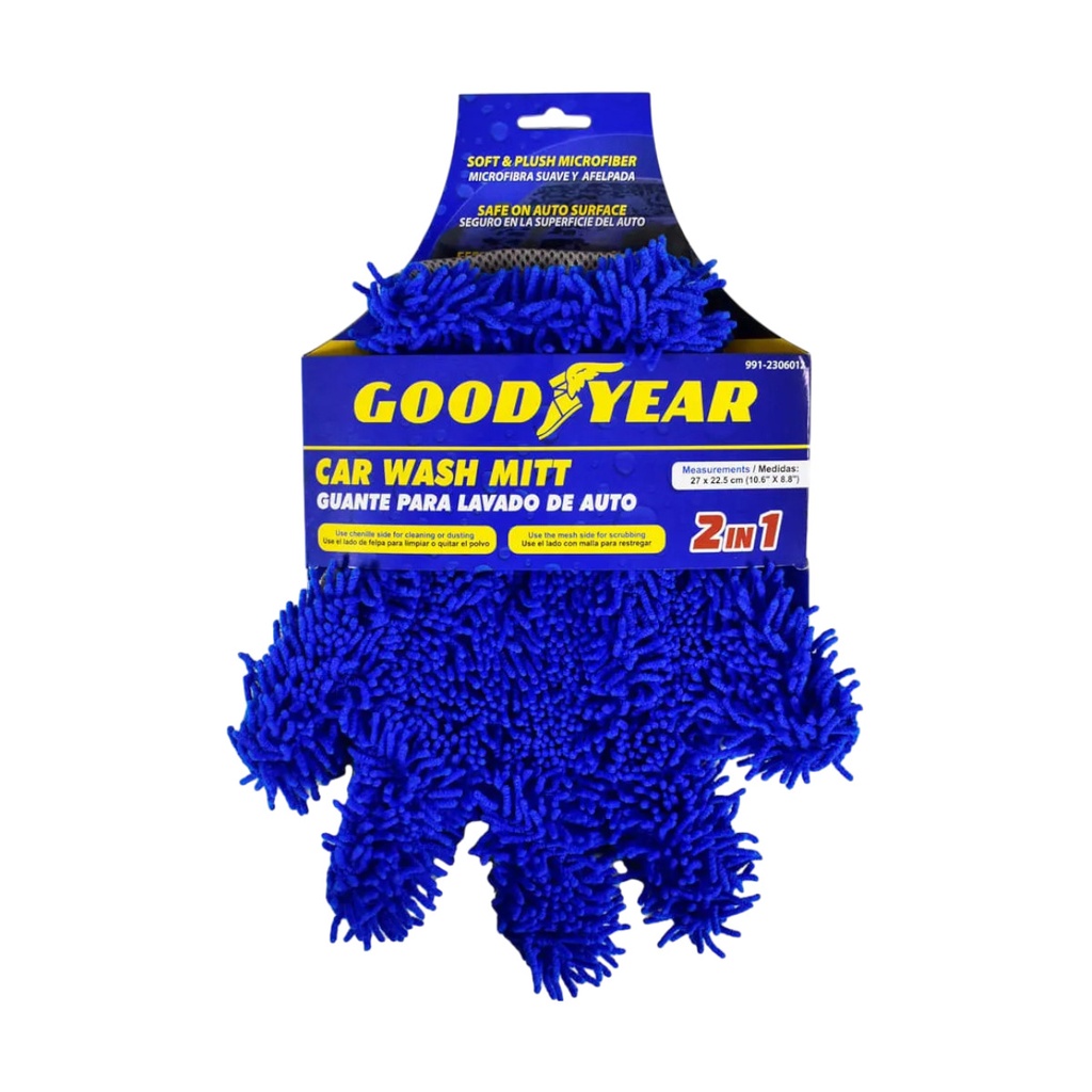 GUANTE / ESPONJA DE POLIESTER 27 X22.5 CM PARA LAVAR AUTO C/AZUL REF. 991-2306012 / 060124 GOOD YEAR