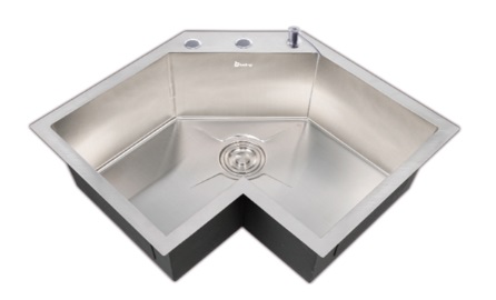 FREGADERO 64 x 64 CM ESQUINERO SOBRE TOPE ACERO CERO INOX. 304 (DES+DISP+SIF) FRE-0027 MARCA BELT-G