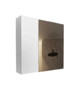 GABINETE SAMAN DE BAÑO 2 PUERTA CON ESPEJO CUADRADO 60 X 60 X 14 CM REF. 3720 COLOR BLANCO MARCA ECO