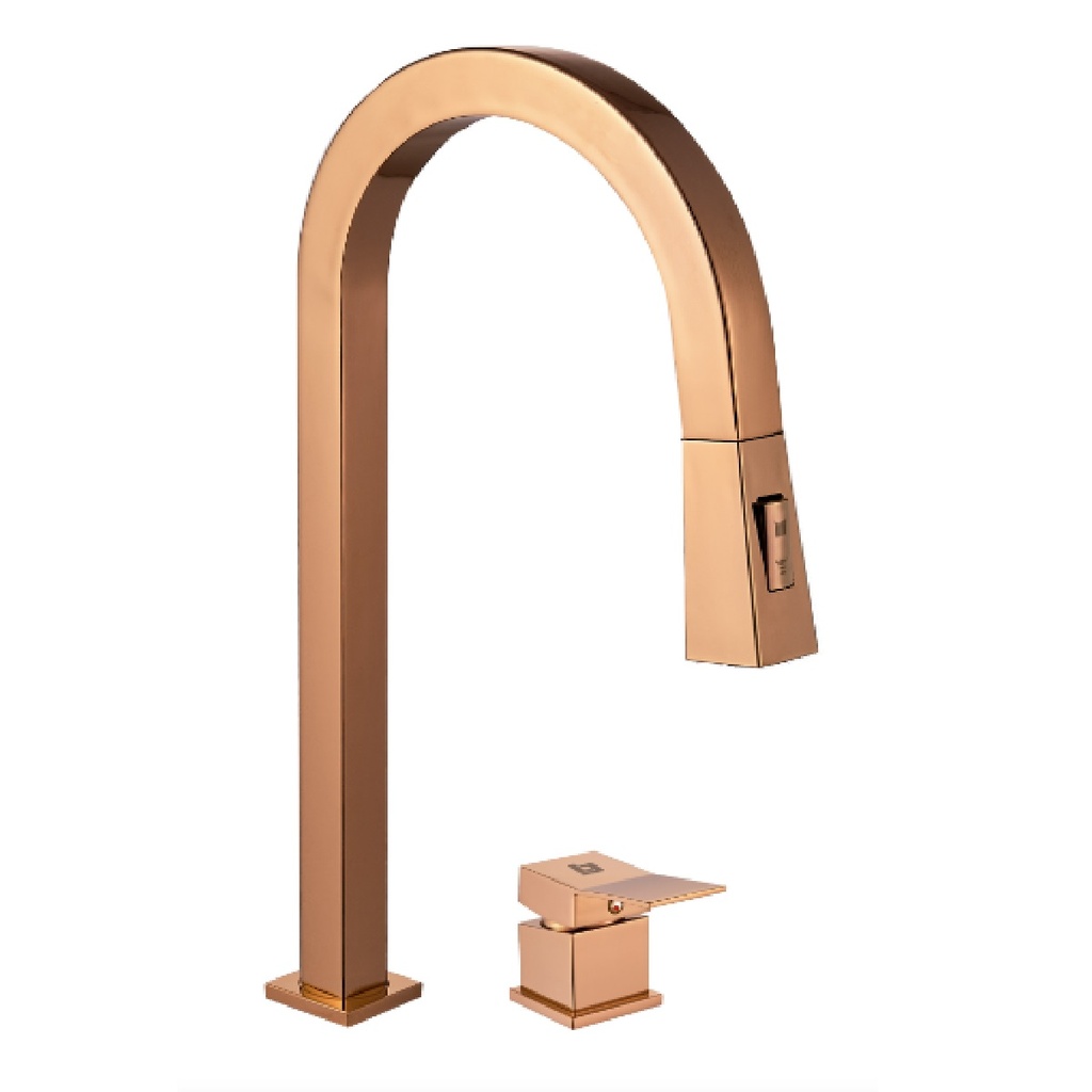 GRIFERIA FREGADERO MONOMANDO 2 PIEZAS PIAZZA ROSE GOLD EXTENSIBLE GRI-1234 MARCA BELT-G