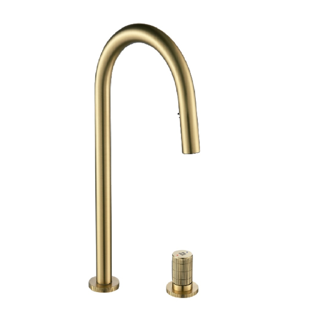 GRIFERIA FREGADERO MONOMANDO 2 PIEZAS SLOTT EXTENSIBLE GOLDEN BRUSHED / CEPILLADO / SATINADO GRI-2214 MARCA BELT-G