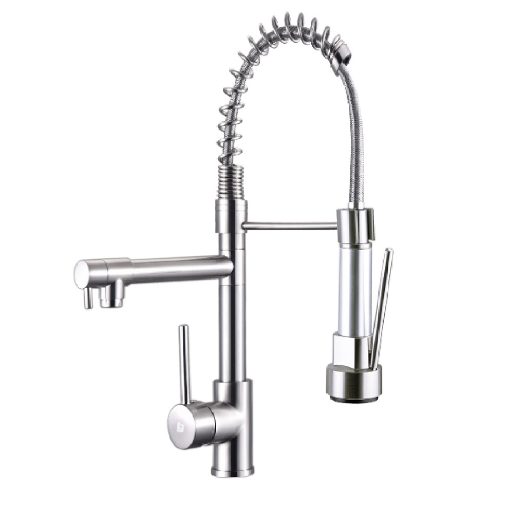 GRIFERIA FREGADERO MONOMANDO BRIDGE DOBLE BRUSHED / CEPILLADO / SATINADO GRI-1490 MARCA BELT-G