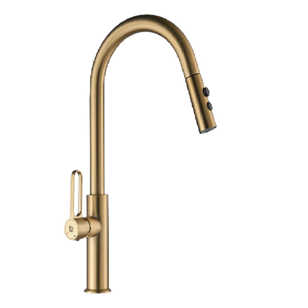 GRIFERIA FREGADERO MONOMANDO PRESTIGE EXTENSIBLE GOLDEN BRUSHED / CEPILLADO / SATINADO REF. GRI-1575 MARCA BELT-G