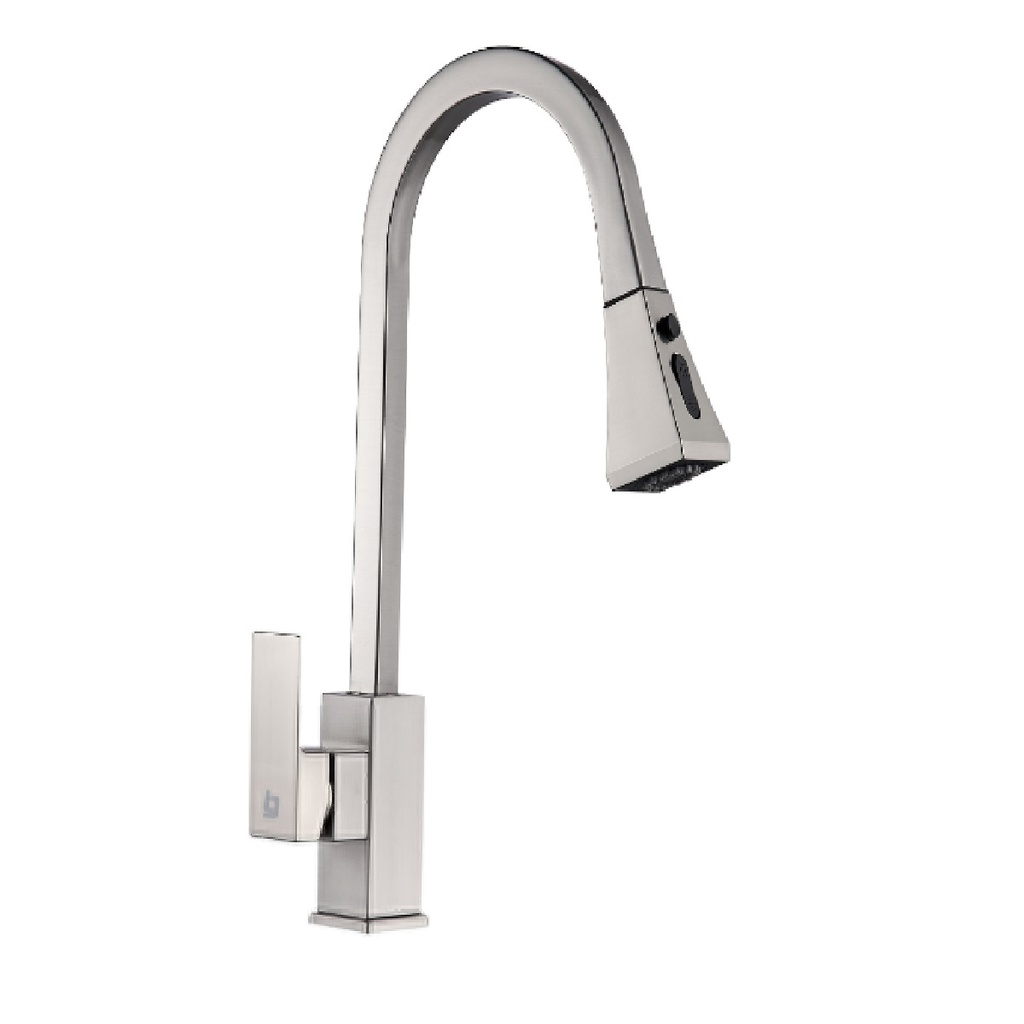 GRIFERIA FREGADERO MONOMANDO SQUARE EXTENSIBLE BRUSHED / CEPILLADO / SATINADO GRI-1252 MARCA BELT-G