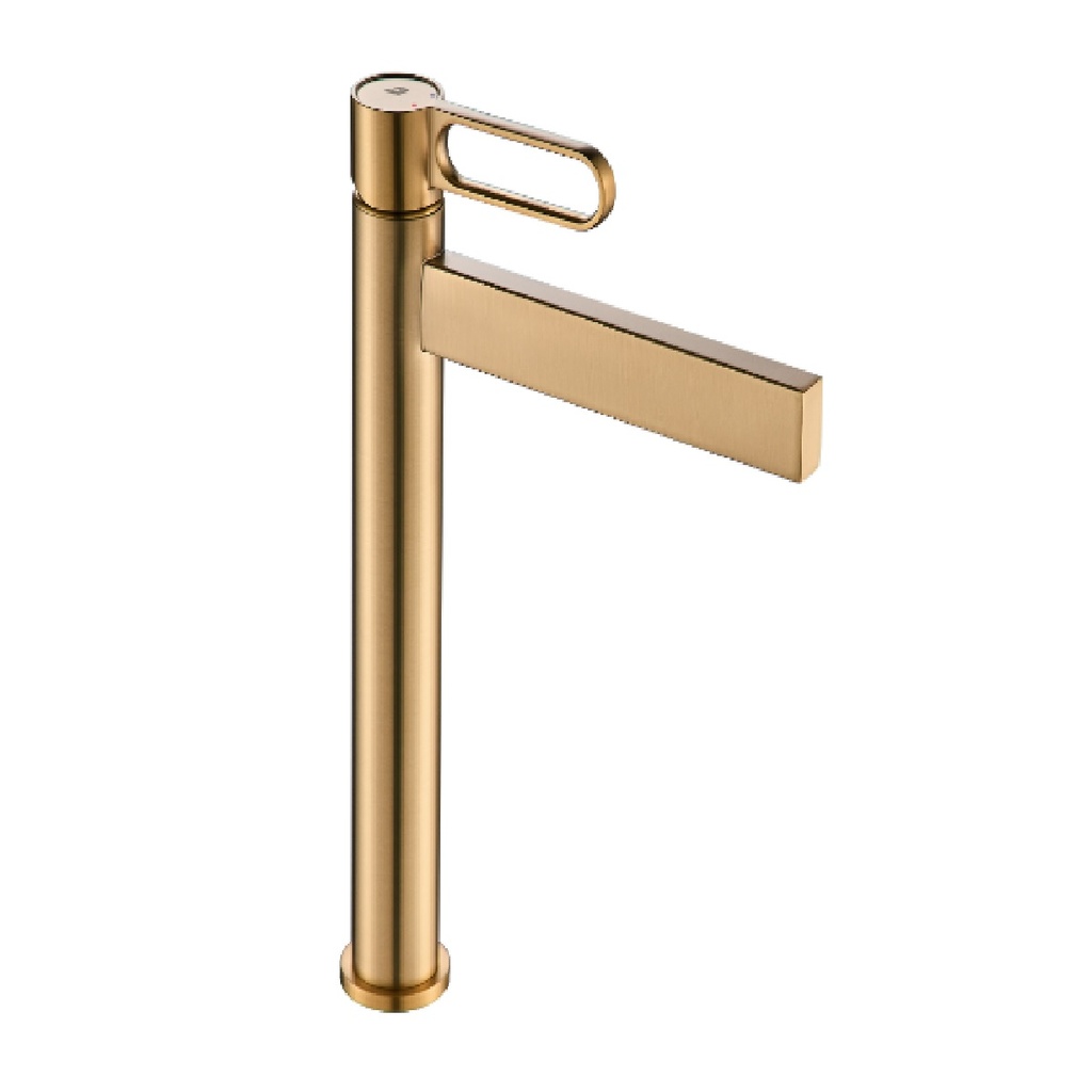 GRIFERIA LAVAMANOS MONOMANDO PRESTIGE GOLDEN BRUSHED / CEPILLADO / SATINADO (ALTO) REF. GRI-1595 MARCA BELT-G