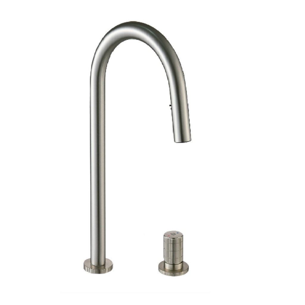 GRIFERIA FREGADERO MONOMANDO 2 PIEZAS SLOTT EXTENSIBLE BRUSHED / CEPILLADO / SATINADO REF. GRI-2211 MARCA BELT-G