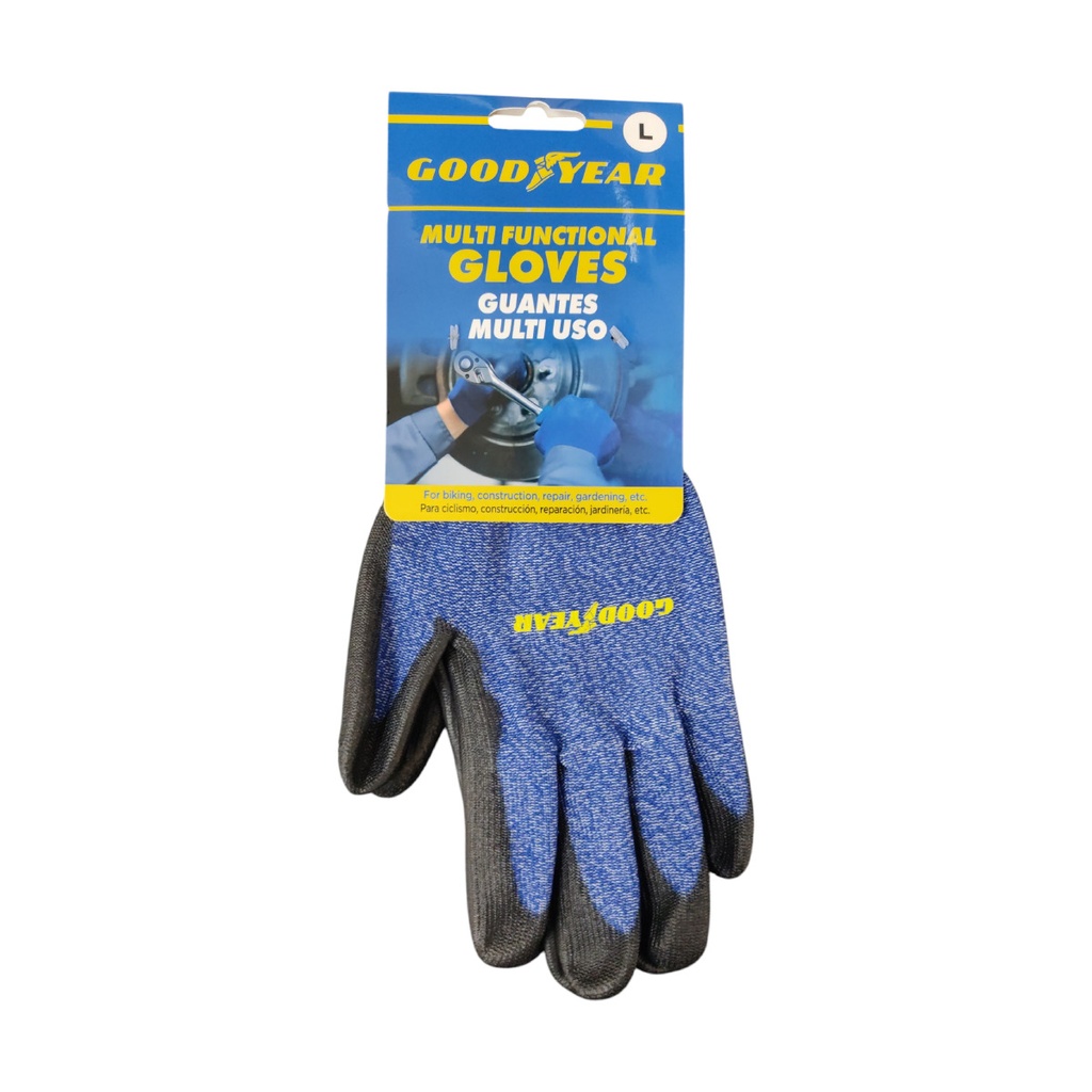 GUANTE DE POLIESTER AZUL CON POLIURETANO TALLA L MULTIUSO REF. 991-2305876 / 058763 MARCA GOOD YEAR