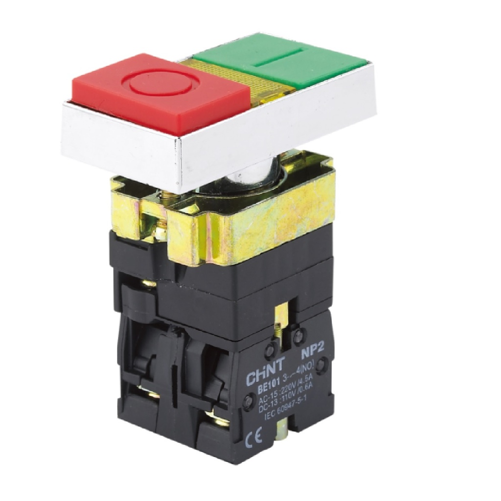 INTERRUPTOR DE BOTON LED START-STOP 1 NA +1 NC 3A-240V REF. NP2-BE101 MARCA CHINT