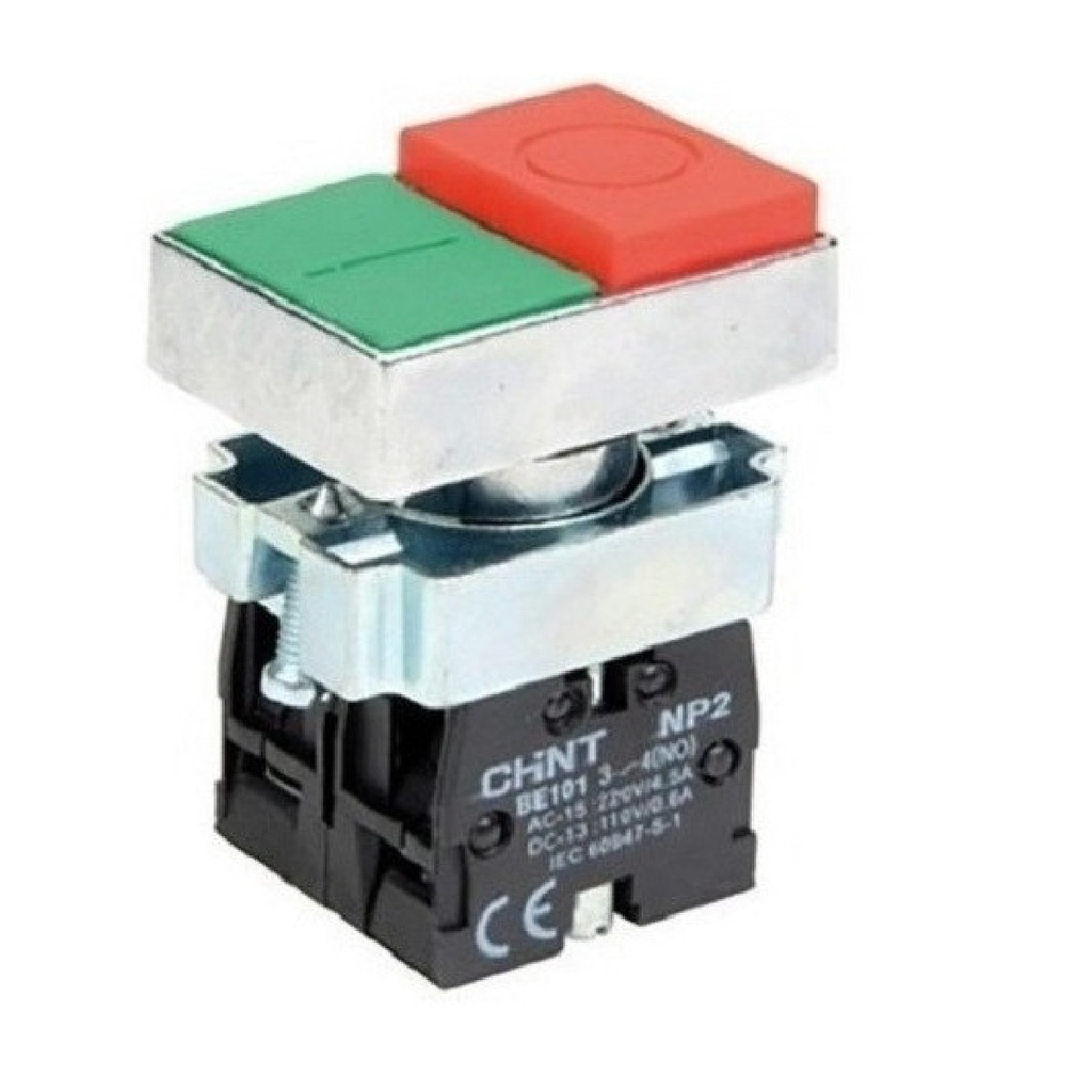 INTERRUPTOR DE BOTON START-STOP 1 N0 +1 NC 3A-240V REF. NP2-BE102 MARCA CHINT