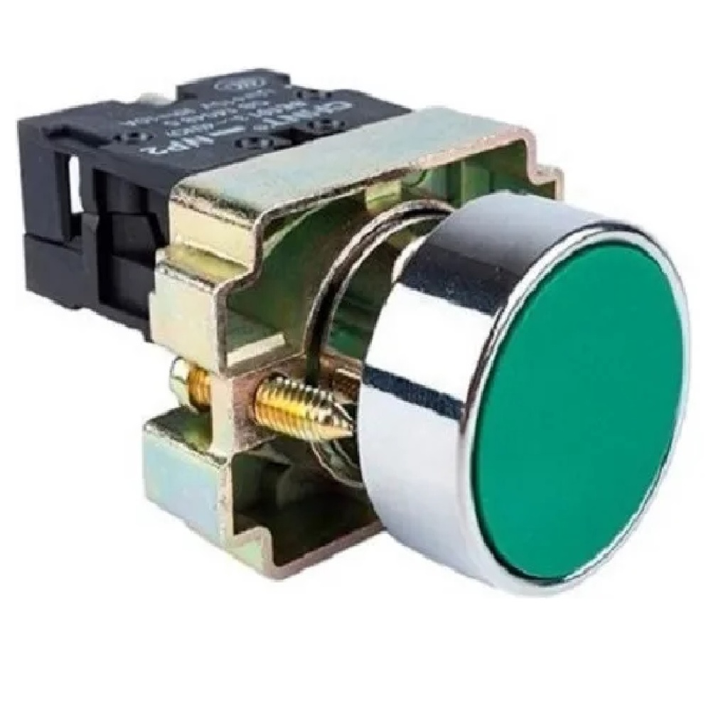 INTERRUPTOR DE BOTON VERDE METALICO CON RETORNO NP2-BE101 4 NO REF. NP2-BA31 MARCA CHINT