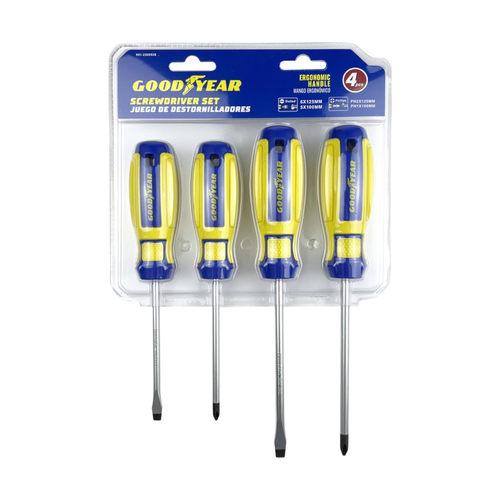 JUEGO DE DESTORNILLADOR 4 PZAS PALA/PHILLIPS REF. 991-2305938 / 059388 MARCA GOOD YEAR
