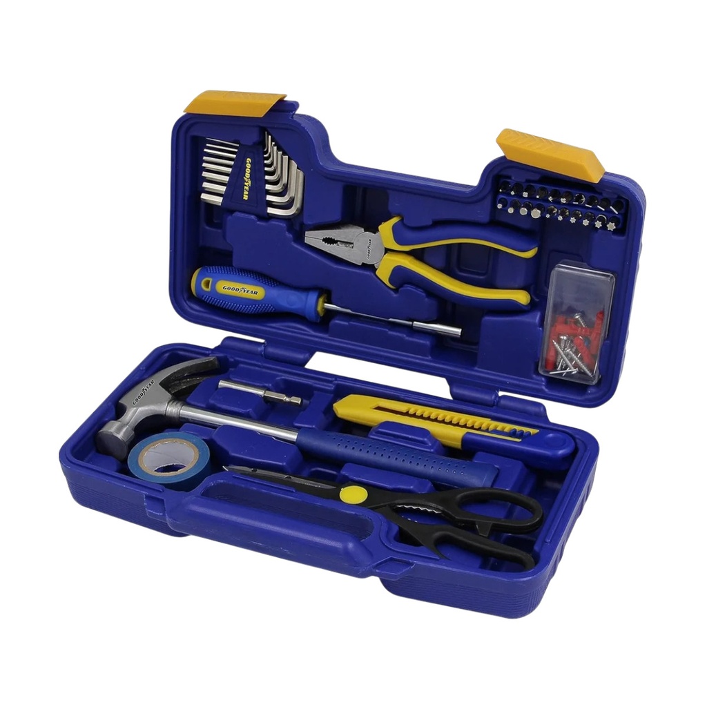 JUEGO DE HERRAMIENTAS MANUALES 75PZAS (ALI+LLA+DES+MAR+CUC+CIN) C/ESTUCHE REF. 991-GY10656 GOOD YEAR