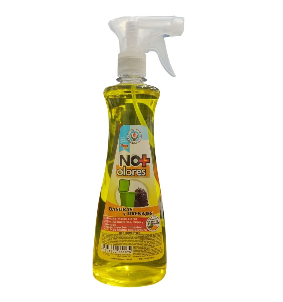 LIMPIADOR P/AREA DE BASURAS Y DREN. NO+OLORES 700 ML 23,67 OZ NARANJO FLO REF T6107 / 661070 DISORCA