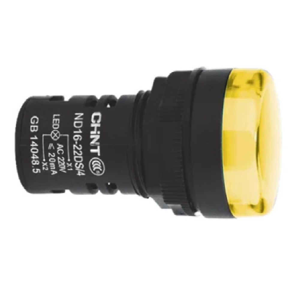 LUZ INDICADORA LED MULTIVOLTAJE 110-220 V AMARILLO / PILOTO LUMINOSO REF. ND16-22CS/4 MARCA CHINT