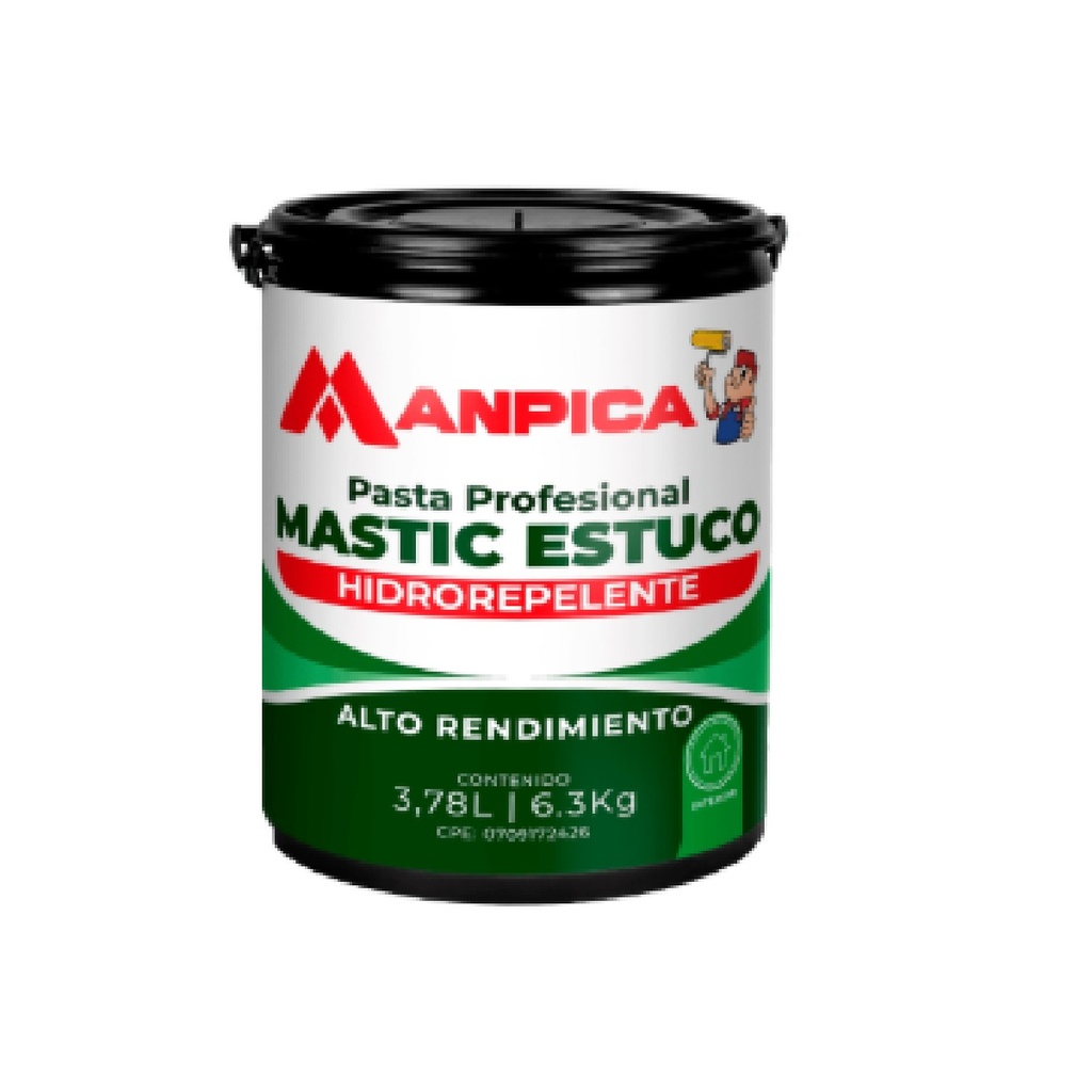 PASTA PROFESIONAL 1 GL (6.3 KG) MASTIC ESTUCO HIDROREPELENTE REF. PEH-100-10 MARCA MANPICA